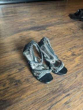 Dots Evaine-11 Black Chain Detail Stiletto Heels Size 8